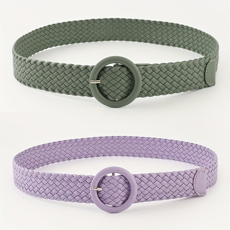 Candy Round Buckle Belt Women Casual Wide Belts Stylish Pants