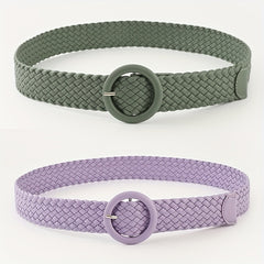 Candy Round Buckle Belt Women Casual Wide Belts Stylish Pants