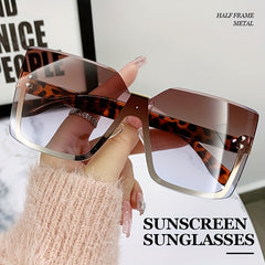 Metal Half Frame Sunglasses Sunscreen High-end Glasses