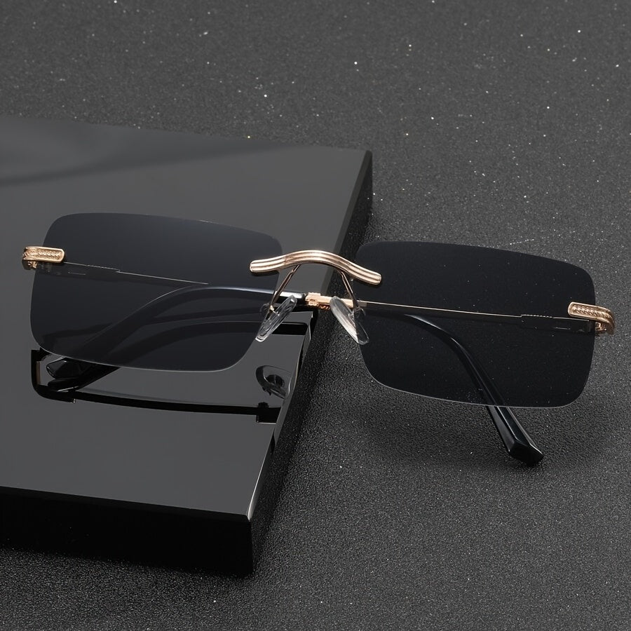ENSAEJOE Men's Gradient Lens Rimless Casual Glasses