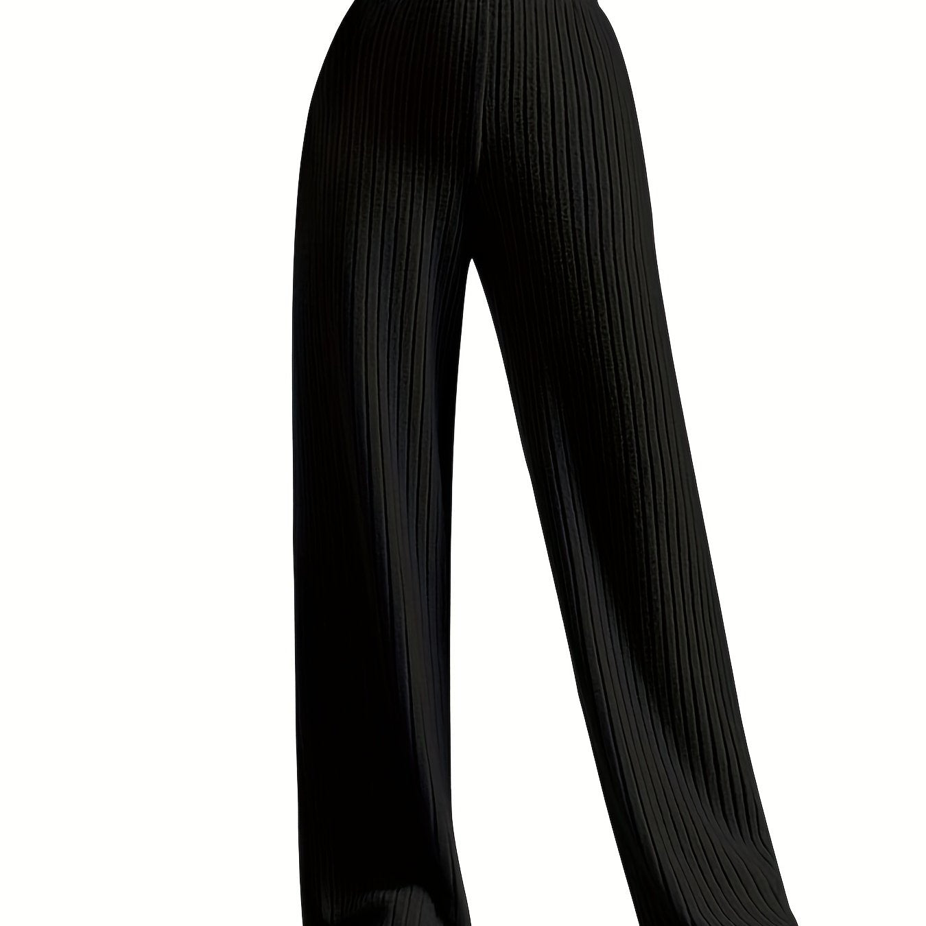 Ribbed Wide Leg Pants High Waist