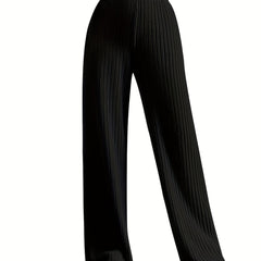 Ribbed Wide Leg Pants High Waist
