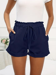 Solid Drawstring Shorts Women's Casual Elastic Waist