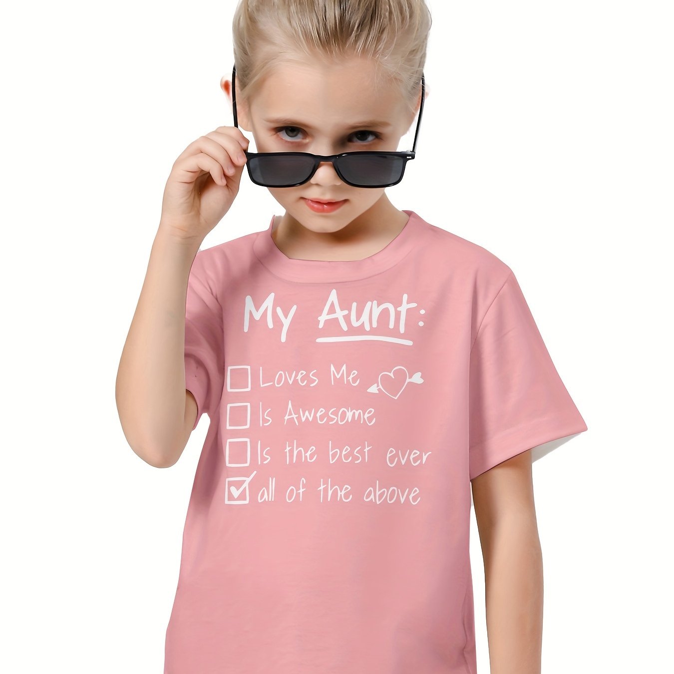 Girls Boys MY AUNT Short Sleeve T-shirt Summer Clothes Sports Gift