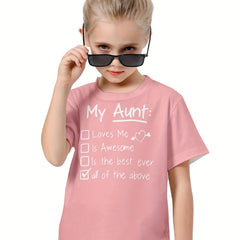 Girls Boys MY AUNT Short Sleeve T-shirt Summer Clothes Sports Gift