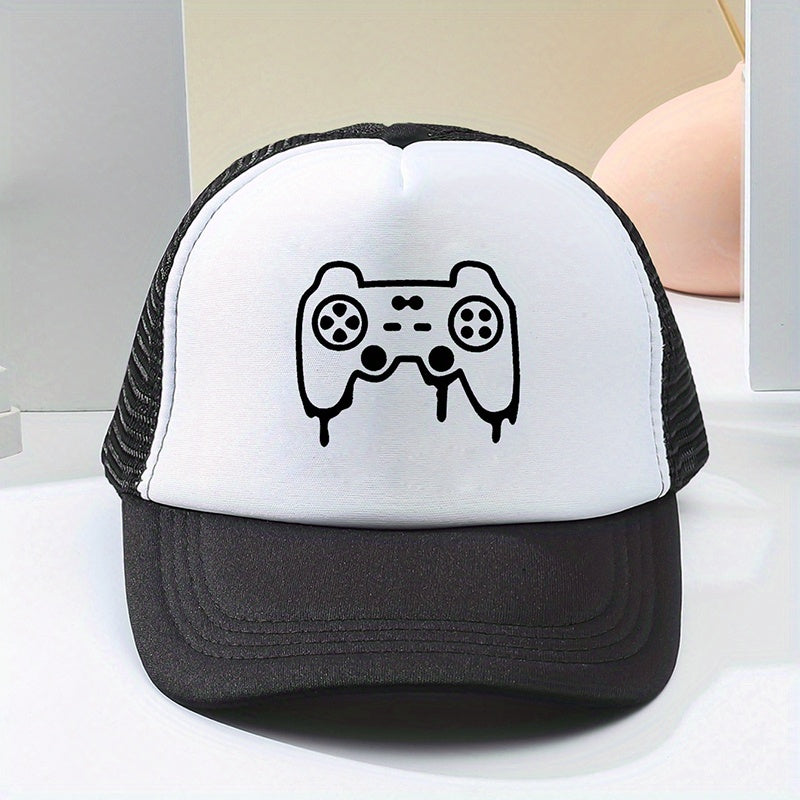 Game Machine Print Baseball Cap Sunshade Mesh Peaked Cap
