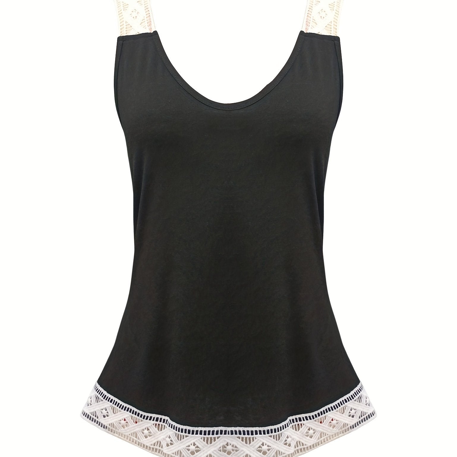Lace V-Neck Tank Top Women's Casual Sleeveless Summer Shirt