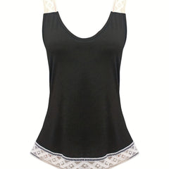 Lace V-Neck Tank Top Women's Casual Sleeveless Summer Shirt