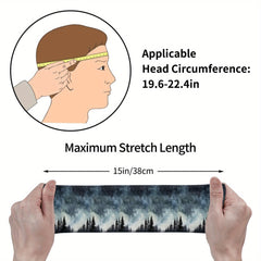 Unisex Sports Headband with Starry Night Forest Design