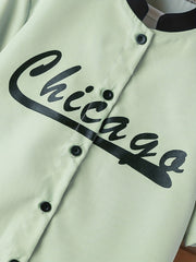 Boys Chicago Print Shirt & Shorts Set for Summer Kids