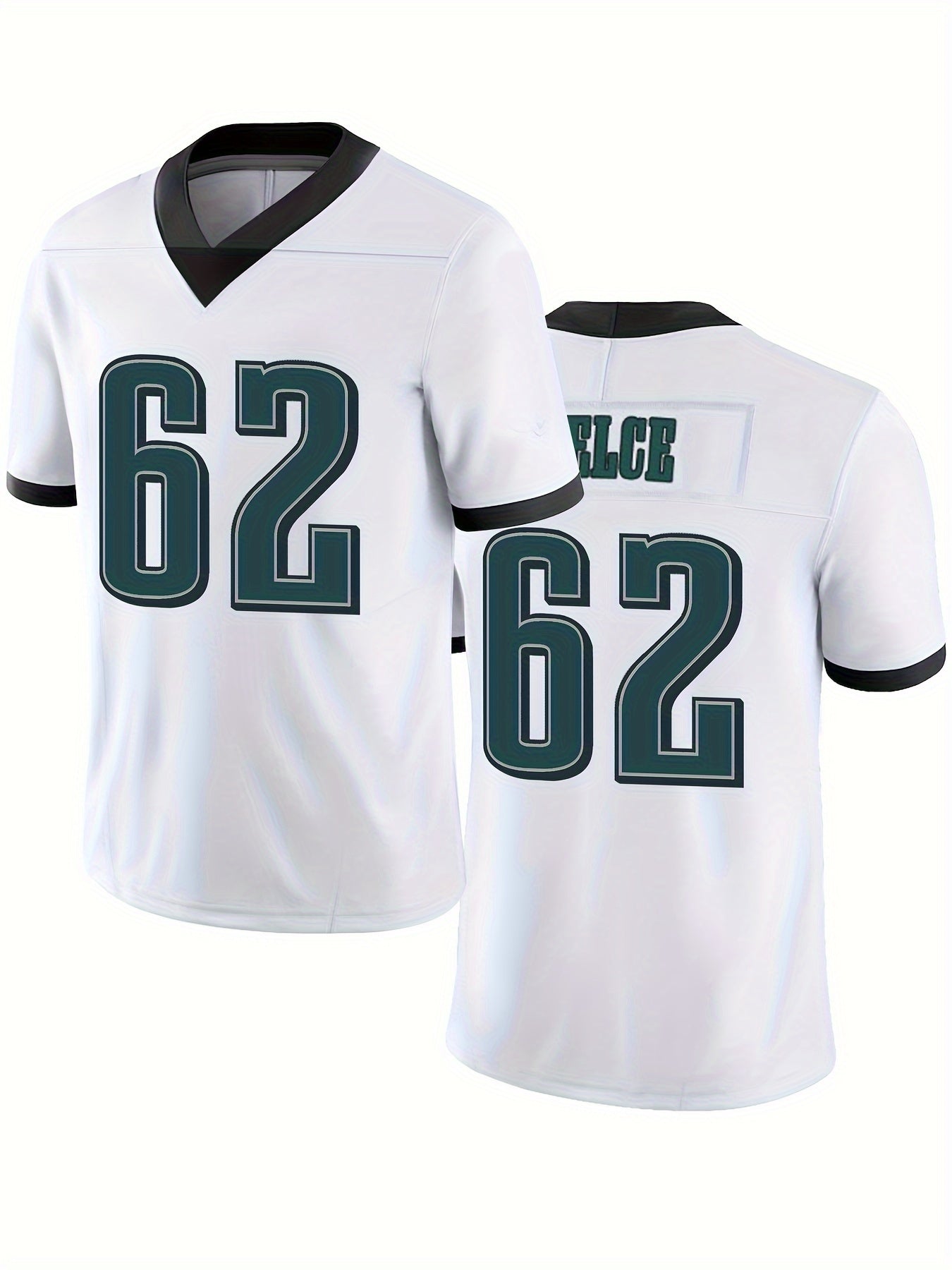 Men's 62 Football Jersey V Neck Short Sleeve Embroidery Rugby Sweatshirt