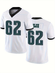 Men's 62 Football Jersey V Neck Short Sleeve Embroidery Rugby Sweatshirt