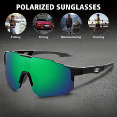 Men's Polarized Square Sunglasses Green Lens UV 400 Protection