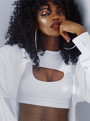 Women's Crewneck Long Sleeve Crop Top