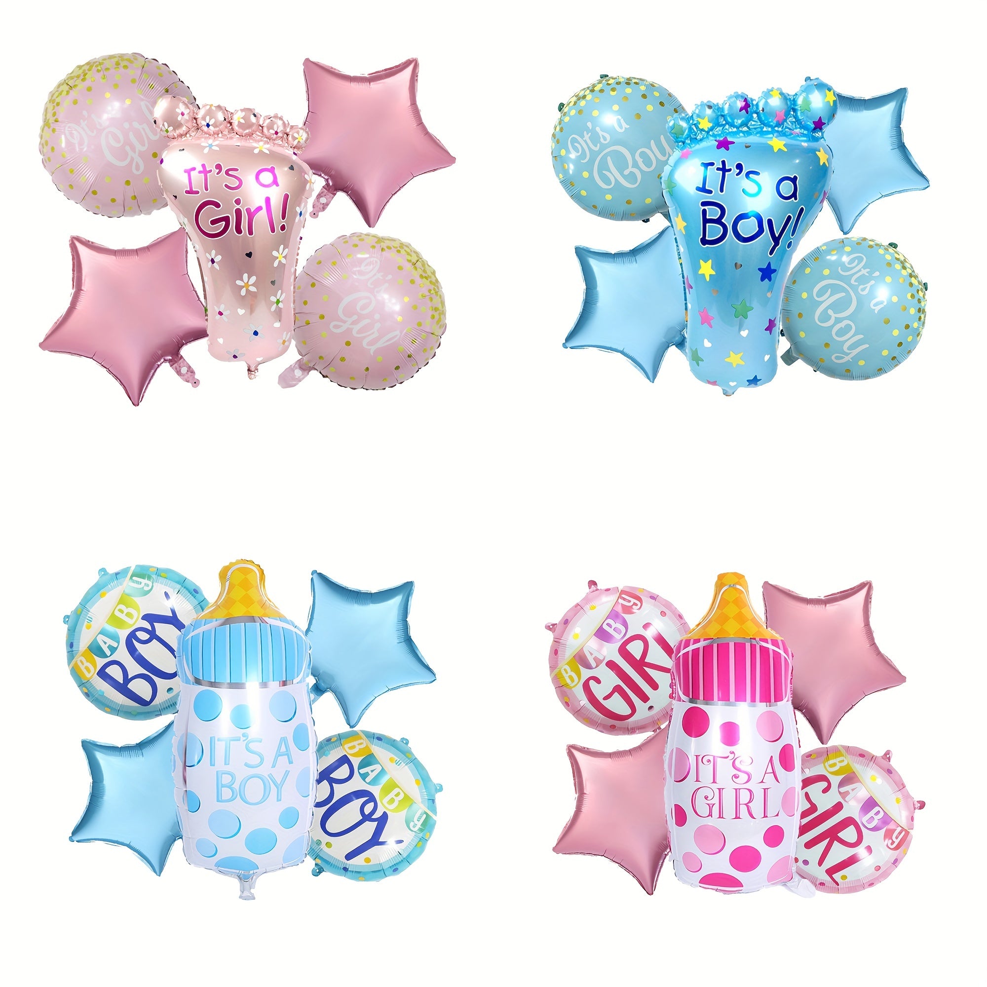 5pcs Boys Girls Feet Balloons Bottle Kids Birthday Party Gender Reveal Balloons