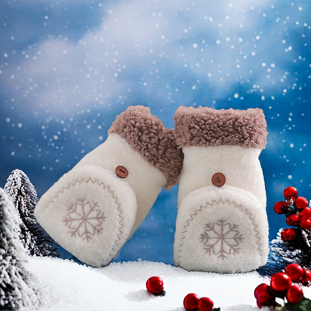 Half Finger Gloves Winter Coldproof Cartoon Gloves Outdoor Sports Gloves