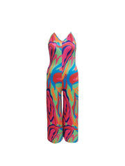 Casual Jumpsuit Women's Plus Random Print Wide Leg Cami Jumpsuit