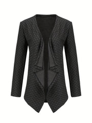 Plaid Print Casual Open Front Long Sleeve Jacket