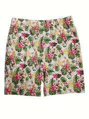 Men's 3D Floral Graphic Print Beach Shorts High Elasticity Quick Dry Swim Trunks