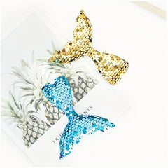 8pcs Children Mermaid Tail Flip Sequin Hair Clip Set