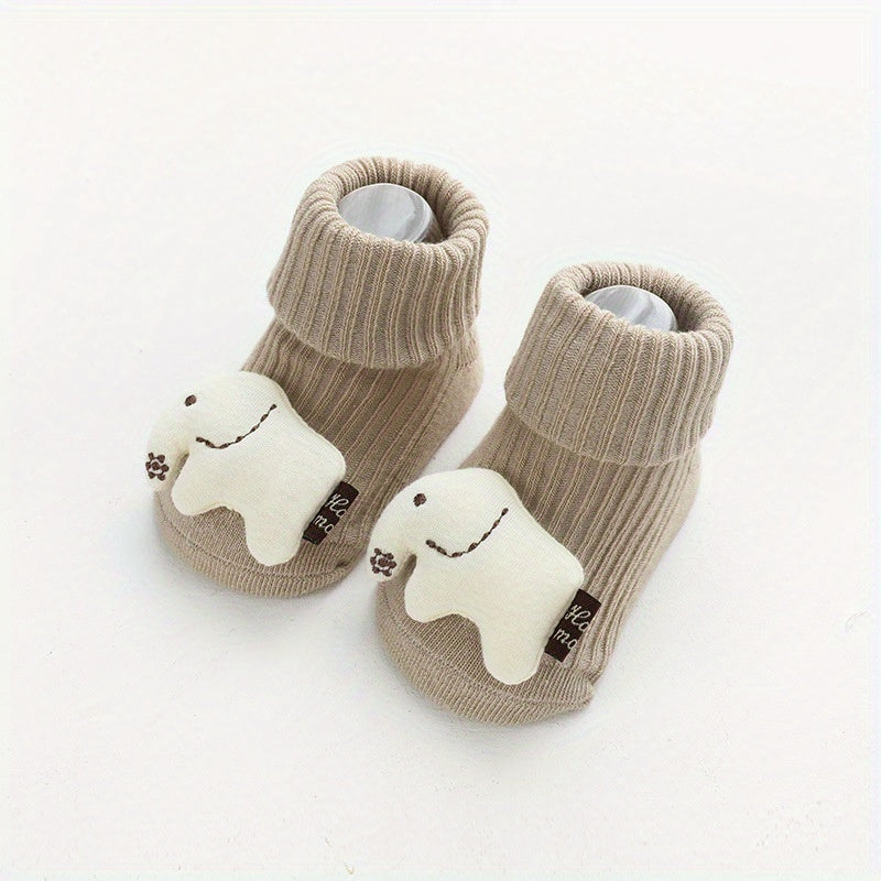 Cartoon Elephant Decor Cotton Non Slip Toddler Socks