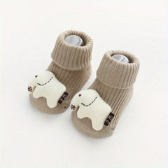 Cartoon Elephant Decor Cotton Non Slip Toddler Socks