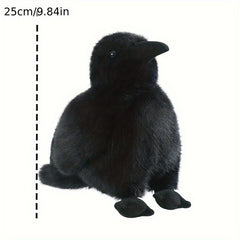 Realistic Plush Crow Toy Soft Fluffy Stuffed Animal - 3 Sizes & Styles
