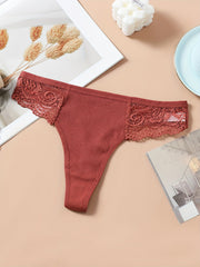 5 Pcs Lace Thongs Soft & Comfy Intimates Panties Women's Lingerie