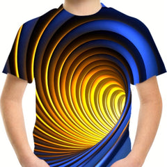 3D Vision Illusion Graphic T Shirt for Boys - Casual and Stretchy Tee