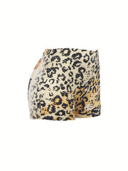 Leopard Print Skinny Shorts Women's Casual Shorts