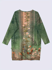 Vintage Floral Mini Dress Long Sleeve Crew Neck Women's Clothing