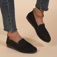 Women's Breathable Knit Flat Shoes Lightweight Slip On Shoes