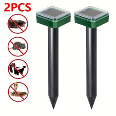 2pcs Solar Powered Rat Repellent Outdoor Ultrasonic Animal Repellent