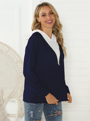Contrast Zip Hoodie Active Sweatshirt