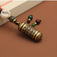 Brass Heart Tube Car Key Chain Pendant Men's Chinese Style Bag Accessories