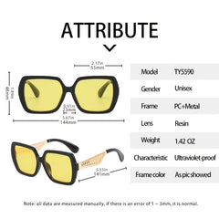 Women's Metal Hollow Temple Sunglasses with Zipper Box