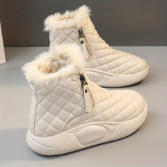 Women's Non Slip Chunky Snow Boots Warm Zipper Comfortable Thick Bottom Shoes