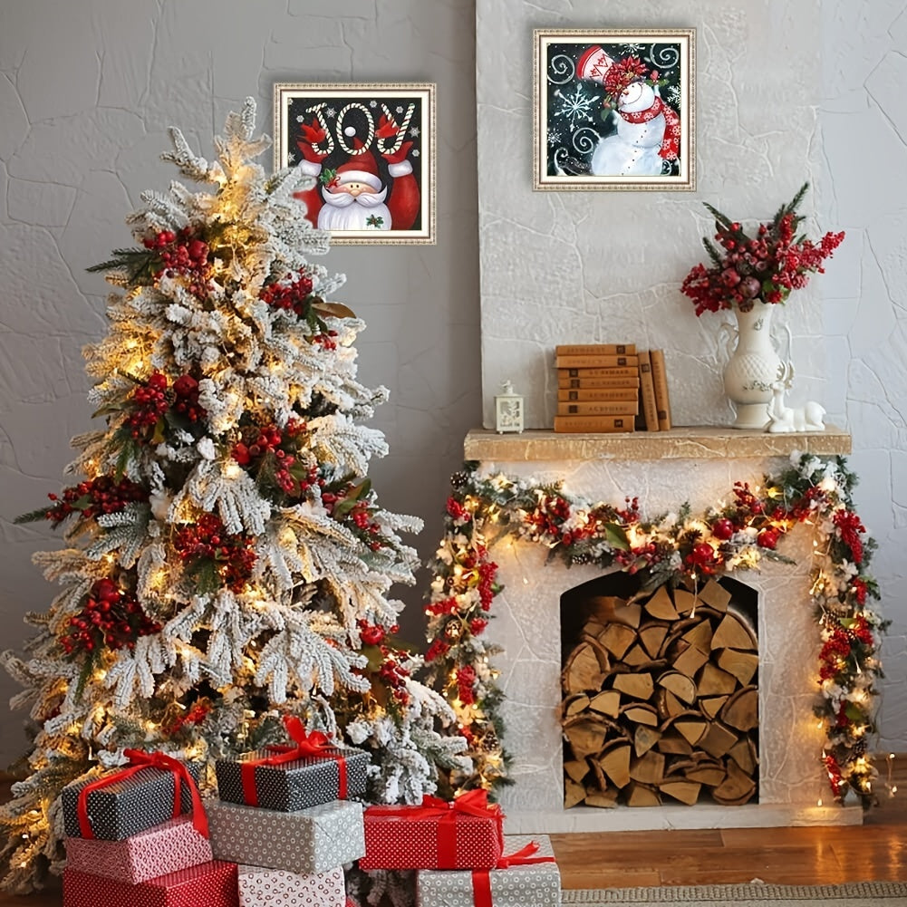 4 Pack Adult Christmas Diamond Painting Kit 12 X 12 Inch Snowman Wall Decor