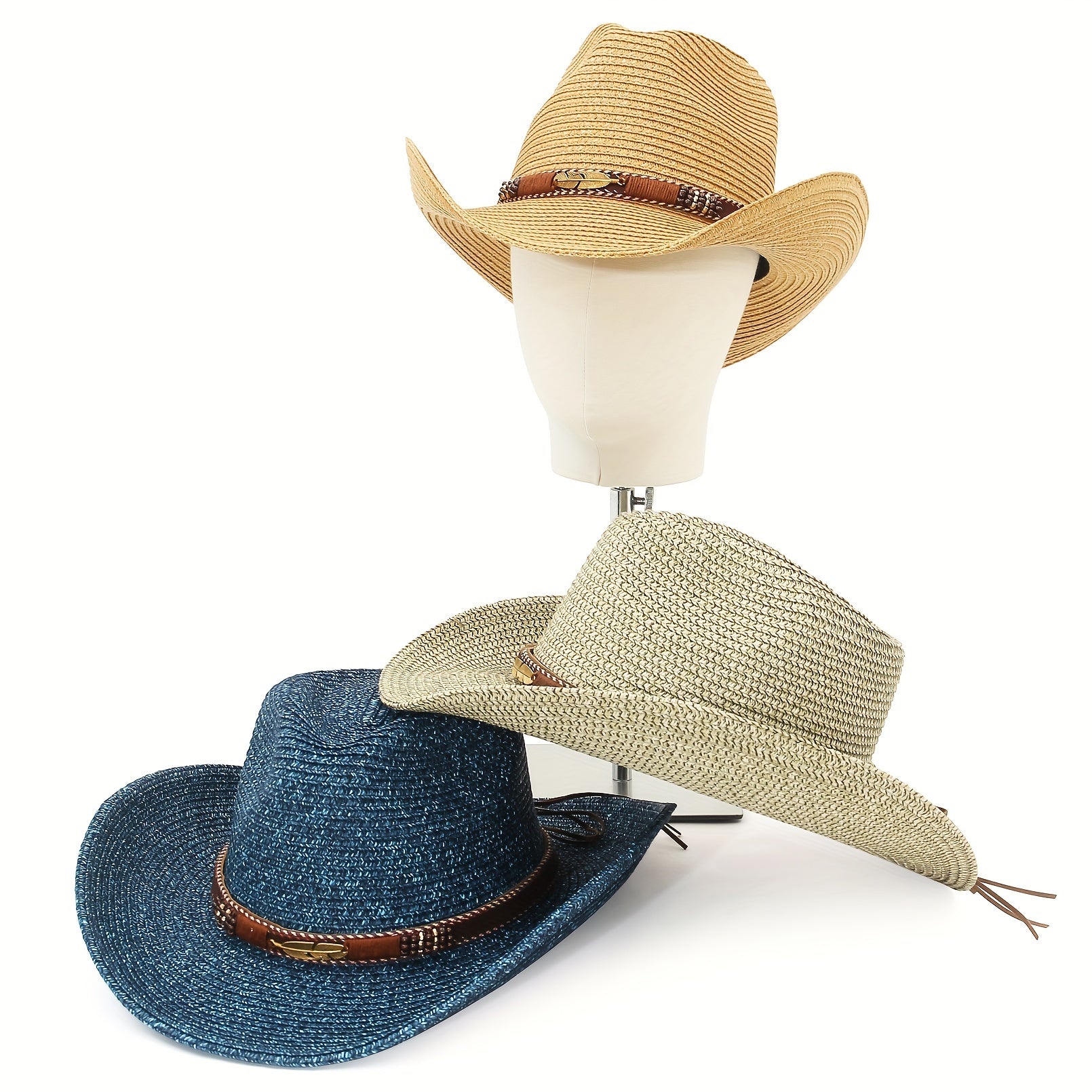 Khaki Sunshade Cowboy Hat for Outdoor Beach Travel