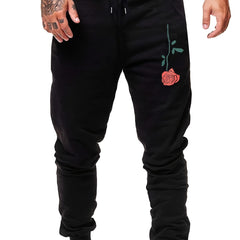 Rose Flower Print Men s Drawstring Sweatpants