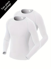 2 Pcs Men's Quick Drying Long Sleeve T-shirts for Fitness Training