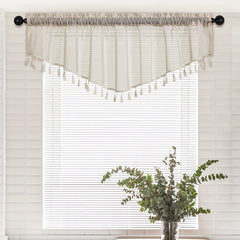 Japanese Linen Short Valance Curtain V-shaped with Tassel Rod Pocket