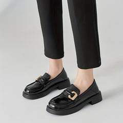 Metal Decor Loafers Closed Toe Slip On Shoes Women's Shoes