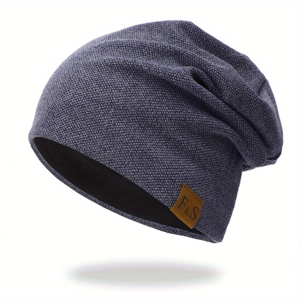 Double Layer Knit Beanie Cap Windproof Ski Hat