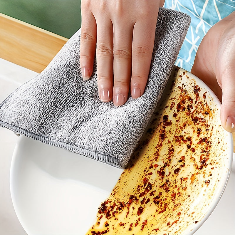 5pcs Microfiber Dish Towels Double Sided Absorbent Dish Cloths