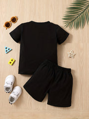 Boys Smile Face Print T Shirt & Sport Shorts Set - Summer Kids Clothing