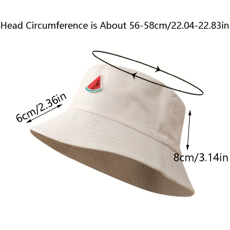Embroidery Couple Basin Hat Cartoon Watermelon Sunscreen Beach Hat