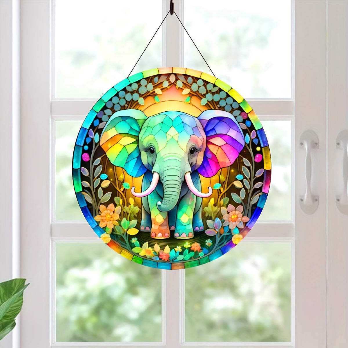 3D Elephant Stained Glass Ornament - Home Decor Gift