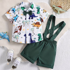 2pcs Dinosaur Shirts & Bow Tie Set for Boys