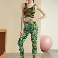 Floral Print High Waist Leggings Elastic Waist Sexy Leggings